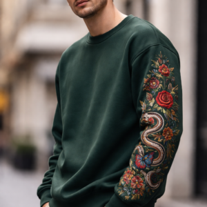 Sweat manche brodée